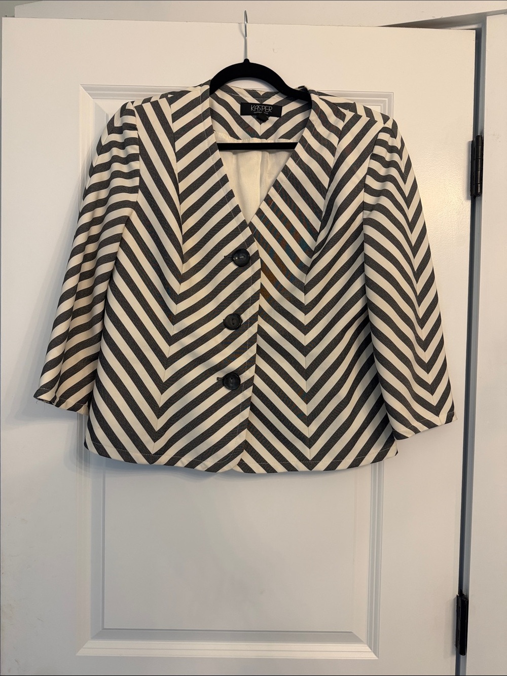 Kasper Gray and White Striped Women's Jacket